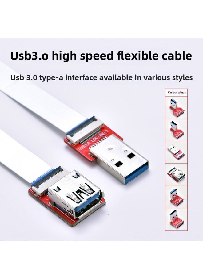 LDK USB3.0 High-speed Flexible Cable USB Male Female Connector Flat Flexible Cable FPC Raspberry Pi Connection-Color:80cm Flexible Cable