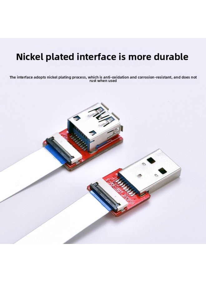 LDK USB3.0 High-speed Flexible Cable USB Male Female Connector Flat Flexible Cable FPC Raspberry Pi Connection-Color:80cm Flexible Cable