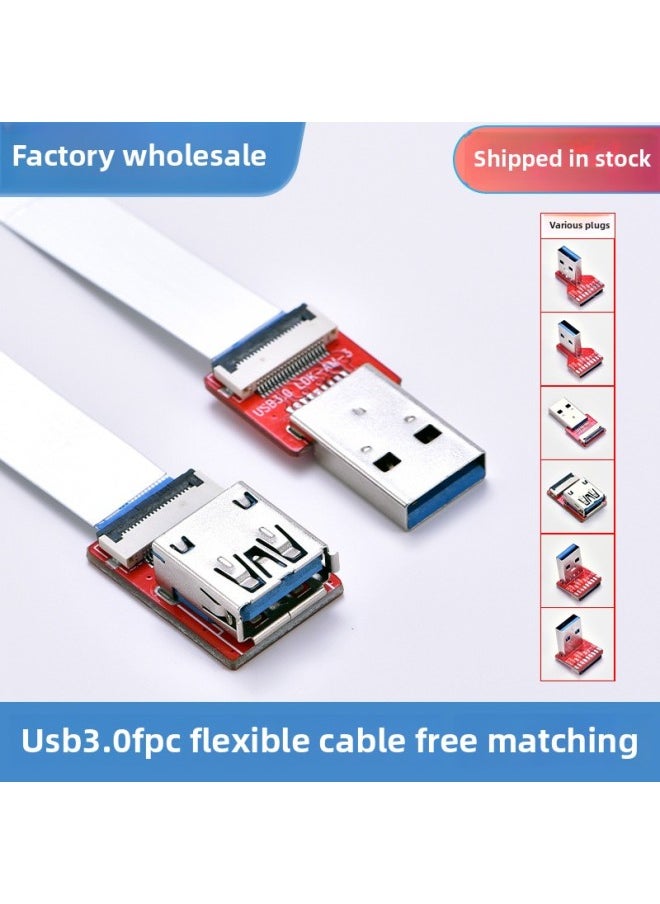 LDK USB3.0 High-speed Flexible Cable USB Male Female Connector Flat Flexible Cable FPC Raspberry Pi Connection-Color:80cm Flexible Cable