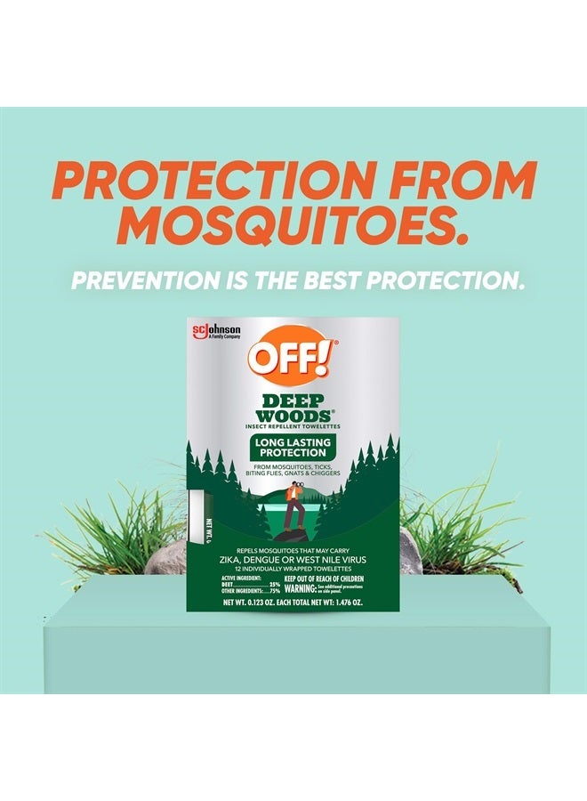 OFF! Deep Woods Mosquito and Insect Repellent Wipes, Long lasting, 12 Individually Wrapped Wipes - Image 2