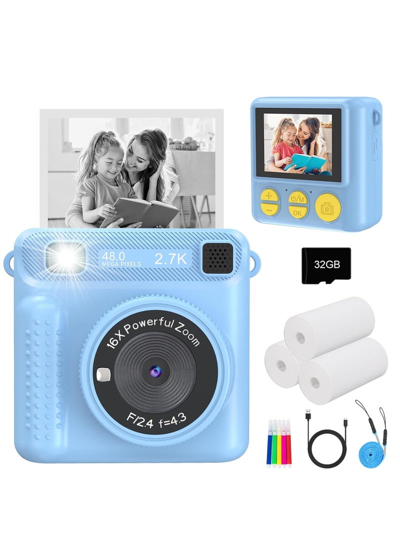 Generic Kids Camera Instant Print - HD Digital Video, 32GB SD Card, Portable Toy for Girls & Boys Age 3-12, Christmas Birthday Gifts  - Image 1