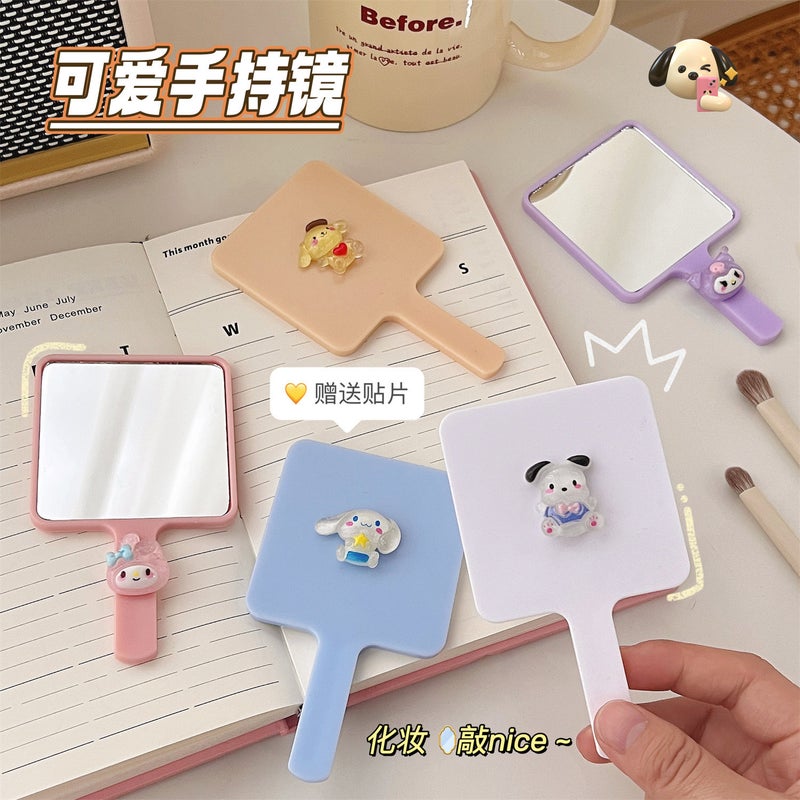 New Cartoon Cute Pet Handheld Makeup Mirror Ins Style High-Value Student Cute Handle Mirror With Small Mirror - Image 4