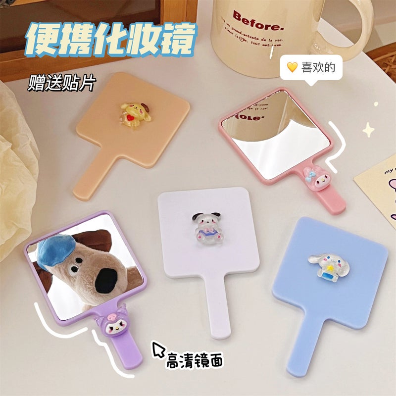 New Cartoon Cute Pet Handheld Makeup Mirror Ins Style High-Value Student Cute Handle Mirror With Small Mirror - Image 3