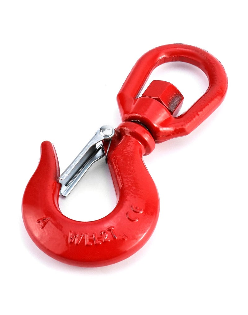 QWORK Swivel Lifting Hook 1 Pack of 2 Ton Swivel Eye Sling Hook with Latch Forged Alloy Steel Crane Swivel Hook Lifting Swivel Hoist Hook Rigging Red - Image 2