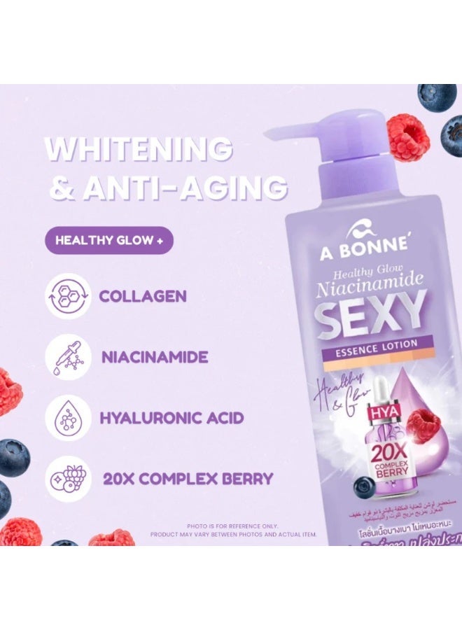 A Bonne Healthy Glow+ Niacinamide Sexy Essence Lotion with Collagen & HYA 20X Complex Berry for Bright Smooth Skin 500ml - Image 2