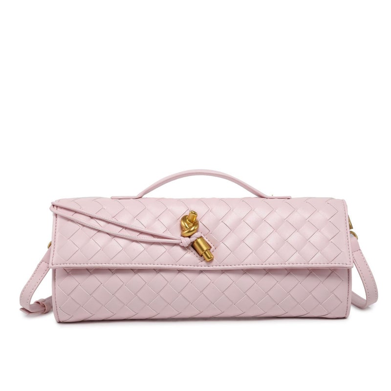 Explosions Hand Woven Bag Soft Leather Lock Evening Bag Long Bolt Bag Medieval Baguette Bag - Image 1