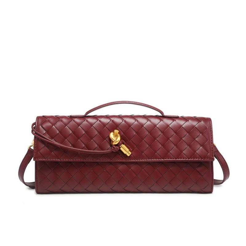 Explosions Hand Woven Bag Soft Leather Lock Evening Bag Long Bolt Bag Medieval Baguette Bag - Image 3