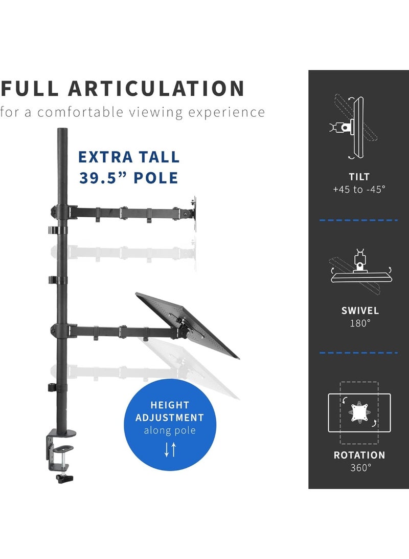 Adjustable Laptop & Monitor Desk Mount – Fits 13-27” Screens – Noise Reduction & Cable Management Stand - Image 2