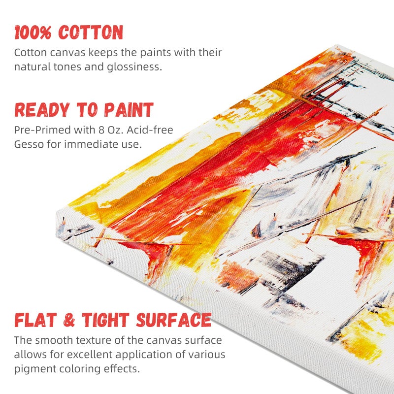 Simetufy 4 Pack Stretched Canvas for Painting 8x10 Inch, 100% Cotton Blank Art Canvases for Acrylic or Oil Paint, Pre-Primed, 5/8 Inch Profile - Image 2
