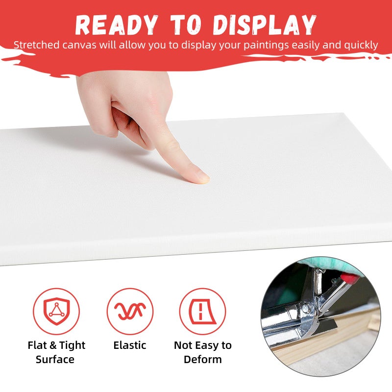 Simetufy 4 Pack Stretched Canvas for Painting 8x10 Inch, 100% Cotton Blank Art Canvases for Acrylic or Oil Paint, Pre-Primed, 5/8 Inch Profile - Image 5