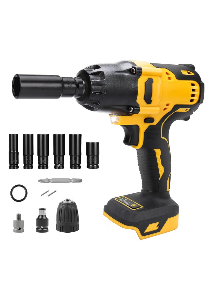 ZLH HITY 590 Ft-lbs Cordless Impact Wrench Kit,1/2 Inch 800NM High Torque 3000RPM Brushless Impact Wrench with 6 Pcs Impact Sockets, Ideal for Automotive & Home Repair(Includes 1 battery)  - Image 1