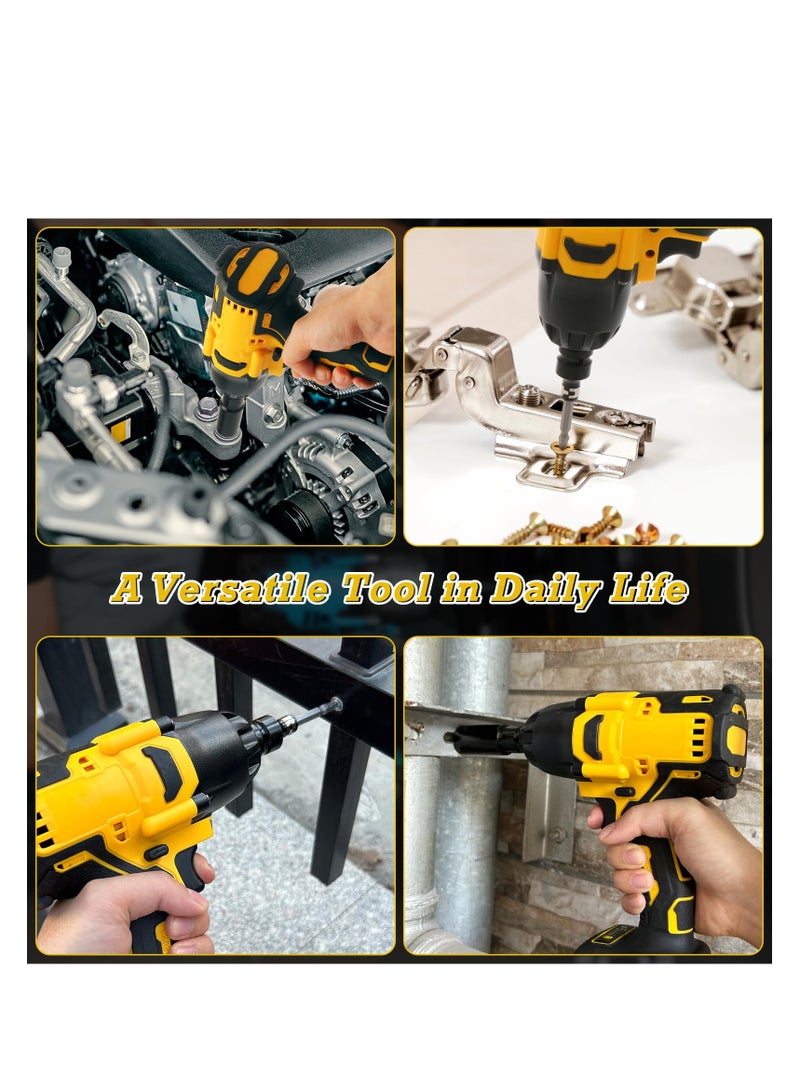 590 Ft-lbs Cordless Impact Wrench Kit,1/2 Inch 800NM High Torque 3000RPM Brushless Impact Wrench with 6 Pcs Impact Sockets, Ideal for Automotive & Home Repair(Includes 1 battery)