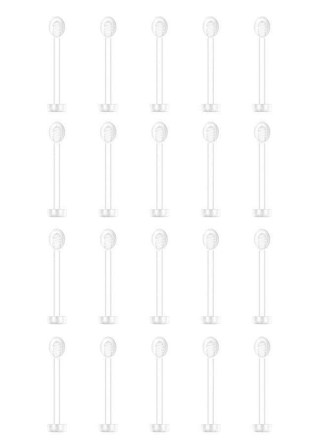 SMLBJUTE Clear Piercing Retainers Earrings Plastic Earrings for Sports Belly Rings Septum Eyebrow Lip Cartilage Tragus Earring Lip Rings Labret Retainers for Work Surgery (20 Pcs 10mm Round Head) - Image 1