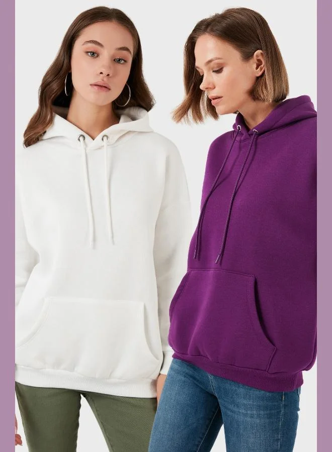 Lela Lela Regular Fit Cotton Hooded Collar Raised Winter 2-Pack Sweat Women's SWEAT 5863854S2