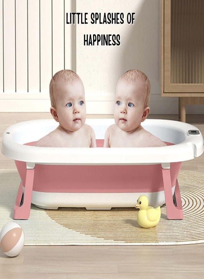 RichTots Premium Splash & Play Foldable Baby Bath Tub with Cushion & Temperature Indicator, Thickened Edge Design, Soft and Durable PP Material, for 0-24 Months (Pink) - Image 2