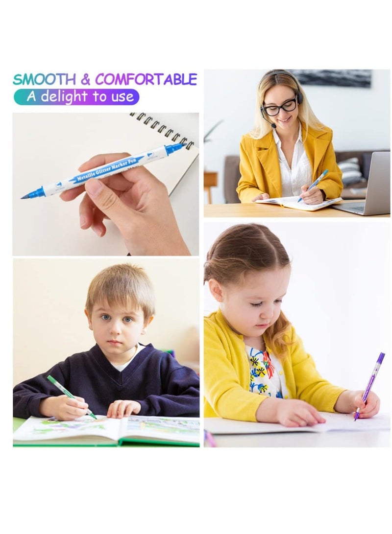 Temporary Tattoo Pen, 10Pcs Double- ended Glitter Tattoo Pen Kit, Shimmery Body Tattoo Markers for Kids Party Dress Up - Image 5