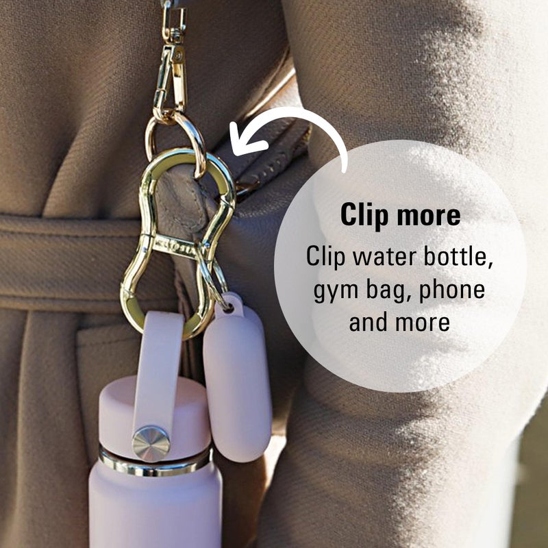 KLIPSTA LINK Connector Clip. Womenâ€™s Keychain Clip, Fashion Carabiner, Bag Hook for Purses & Tote Bags. 2 Secure Hooks, Holds 22lbs. Purse Accessories, Gifts for Women (Chrome Black) - Image 4