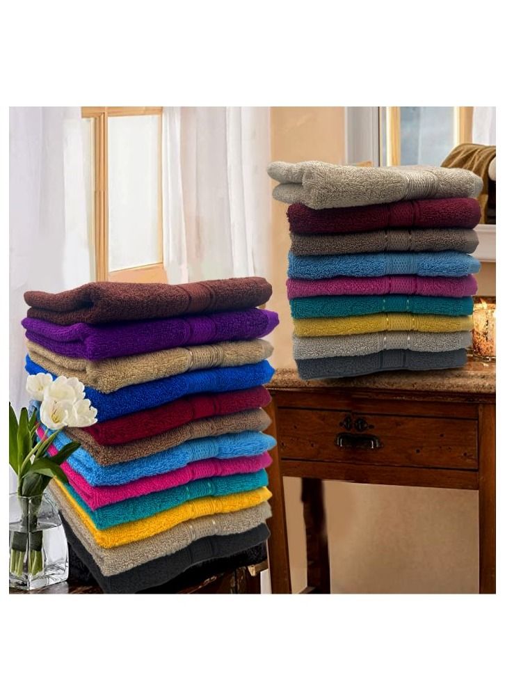 BYFT Daffodil (Royal Blue) Premium Face Towel (30x30Cm-Set of 12) Cotton, Highly Absorbent and Quick dry, Hotel and Spa Quality Bath linen with Stripe Diamond Dobby-500Gsm  - Image 5