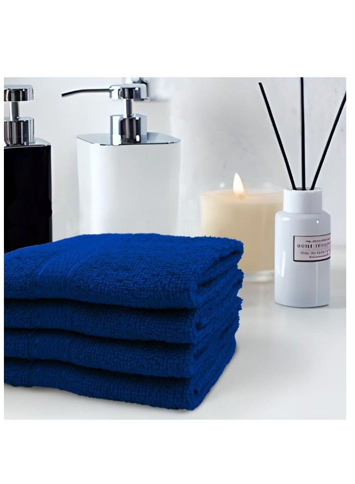 BYFT Daffodil (Royal Blue) Premium Face Towel (30x30Cm-Set of 12) Cotton, Highly Absorbent and Quick dry, Hotel and Spa Quality Bath linen with Stripe Diamond Dobby-500Gsm  - Image 1