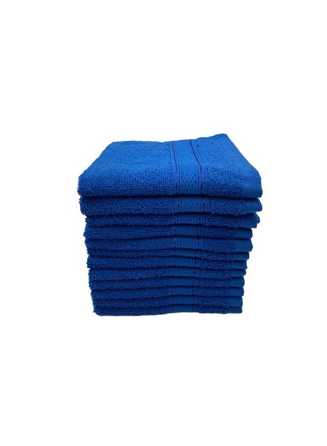 BYFT Daffodil (Royal Blue) Premium Face Towel (30x30Cm-Set of 12) Cotton, Highly Absorbent and Quick dry, Hotel and Spa Quality Bath linen with Stripe Diamond Dobby-500Gsm  - Image 2