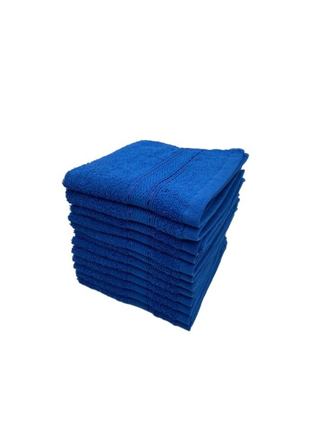 BYFT Daffodil (Royal Blue) Premium Face Towel (30x30Cm-Set of 12) Cotton, Highly Absorbent and Quick dry, Hotel and Spa Quality Bath linen with Stripe Diamond Dobby-500Gsm  - Image 3