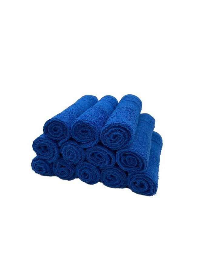 BYFT Daffodil (Royal Blue) Premium Face Towel (30x30Cm-Set of 12) Cotton, Highly Absorbent and Quick dry, Hotel and Spa Quality Bath linen with Stripe Diamond Dobby-500Gsm  - Image 4