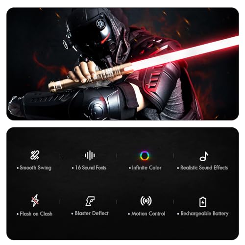 DAMIENSABER Upgrade RGB30 Smooth Swing Light Saber Motion Control Light Saber with Realistic 16 Sound Fonts Infinite Color Changing 16 RGB Heavy Dueling Metal Light Sabers for Adults Rechargeable - Image 5