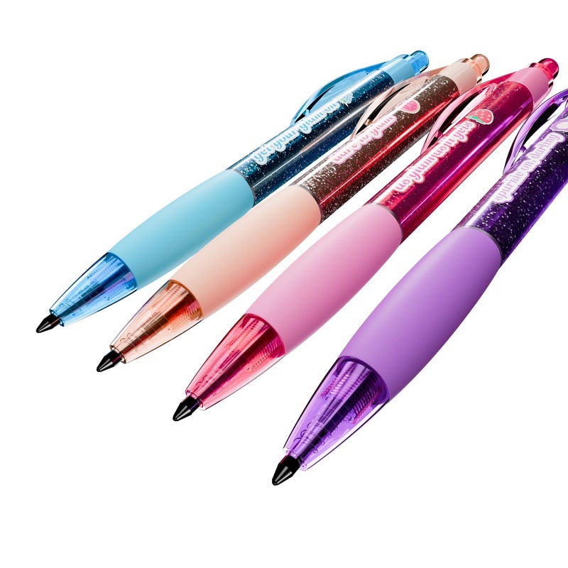 Scentco Glitter Glam Smens â€“ Colored Glitter Gel Ink Pens with Patented Gourmet Scented Grips, Medium Point, 4 Count â€“ Fun, Cute, Cool, Smelly Pens for Kids - Image 4