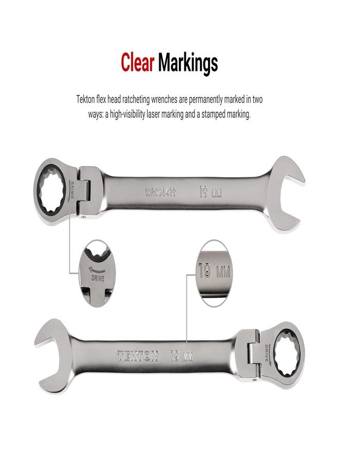 TEKTON 21 mm Flex Head 12-Point Ratcheting Combination Wrench | WRC26421 - Image 4