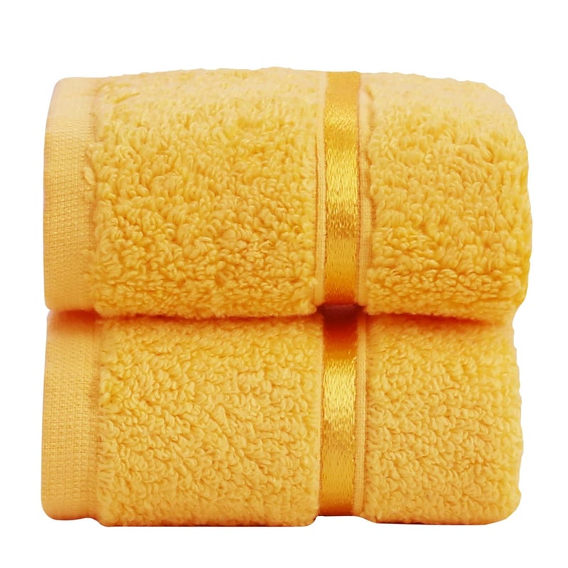 SPREAD SPAIN SPREAD SPAIN 100 Cotton Face Towel Roman Face Towel Set of 2 600 GSM Super Absorbent Soft Quick Dry Towels for Gym Sports Travel Suitable for Acne Prone Skin 30x30cm Yellow