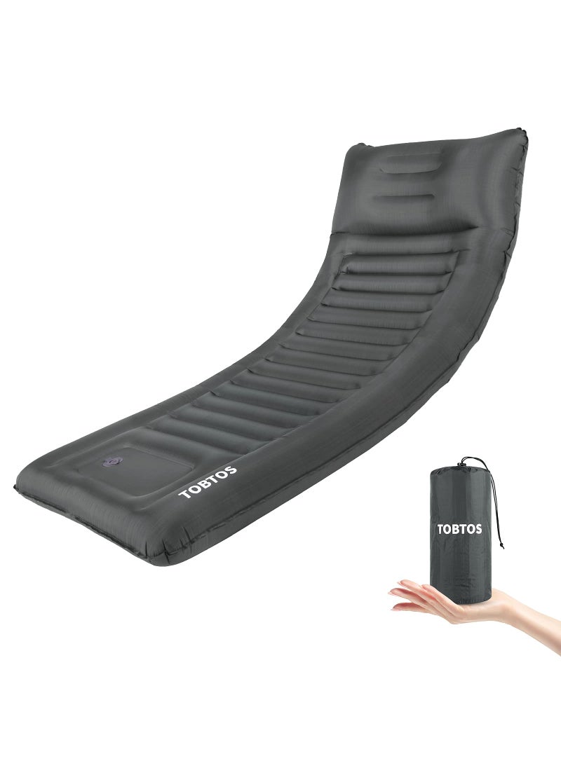 TOBTOS TOBTOS Inflatable Camping Sleeping Pad with Pillow Thick 6 Inch Ultralight Sleeping Pad with Builtin Pump Lightweight Sleeping Mat for Camping Backpacking Hiking Tent Grey 