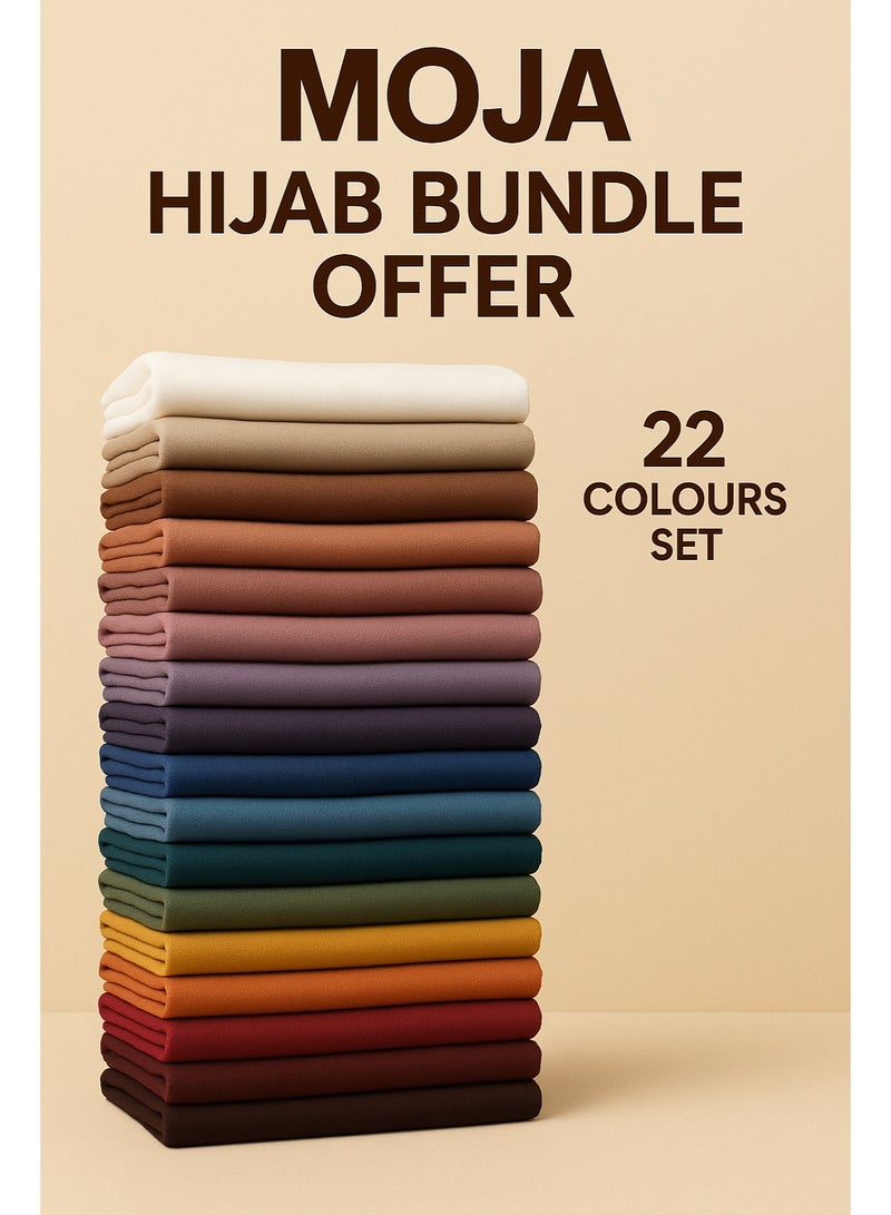 Moja Hijab Bundle – 22 Colours Set | Premium Quality, Soft & Breathable Fabric - Image 2