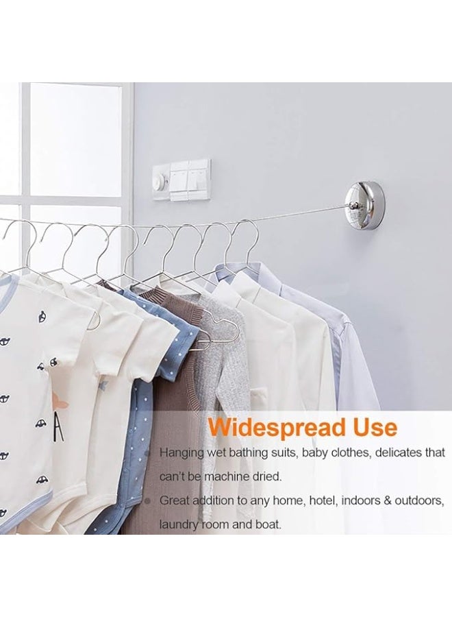 VITION 3.8m Clothesline, Wall Mounted Stainless Steel Clothes Laundry Line Dryer with Adjustable Steel Rope for Home Hotel Bathroom Indoor Outdoor - Silver - Image 2