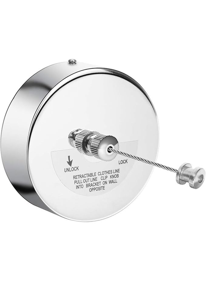 VITION 3.8m Clothesline, Wall Mounted Stainless Steel Clothes Laundry Line Dryer with Adjustable Steel Rope for Home Hotel Bathroom Indoor Outdoor - Silver - Image 1