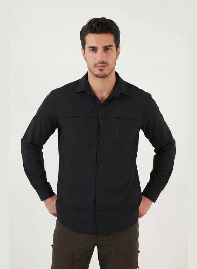 بوراتي Buratti Trekking and Water Repellent Classic Collar Long-Sleeved Pocket Shirt Men's SHIRT 693820