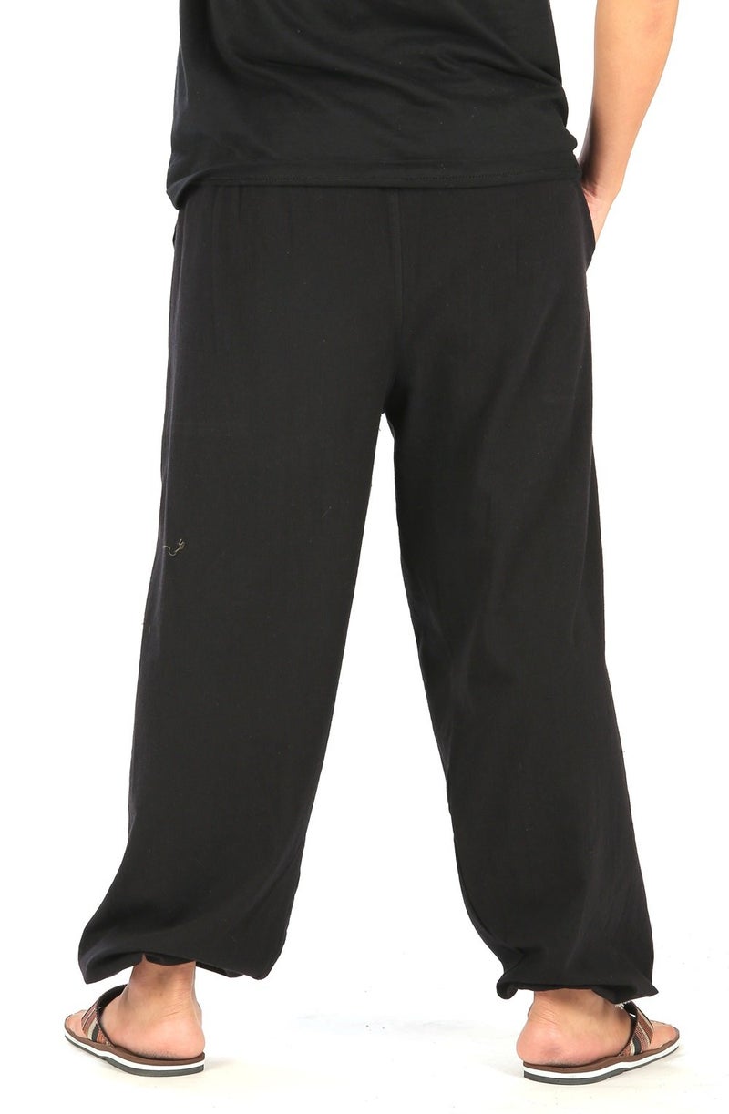 CandyHusky Baggy Sweatpants Men Cotton, Drawstring Lounge Pants, Relaxed Fit, Ideal for Comfort Black L - Image 4