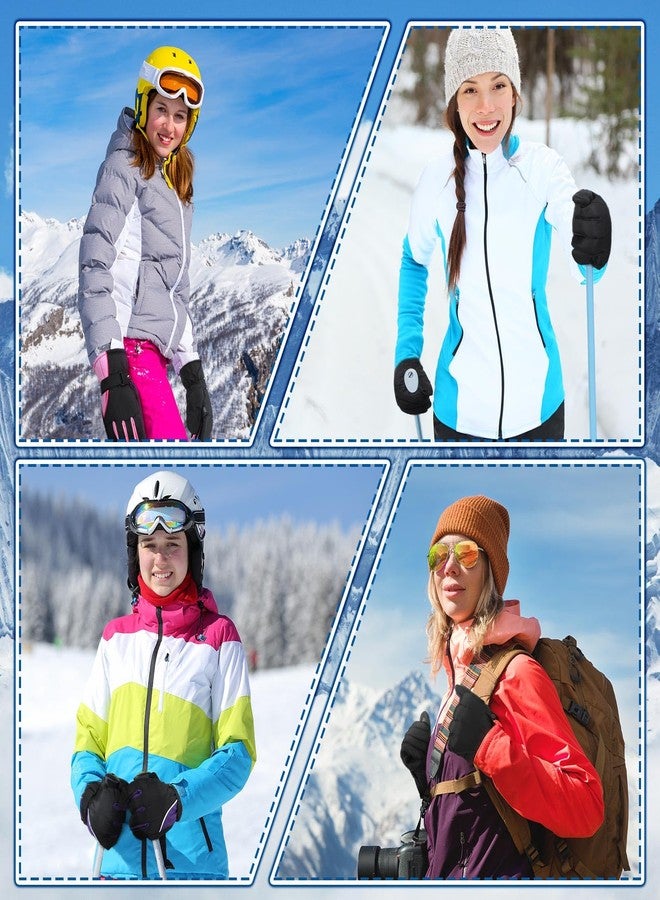 Tarpop 3 Pairs Mens Ski Gloves Winter Warm Women Gloves Adjustable Non Slip Snowboard Snow Waterproof Warm(F,Black,Purple,Pink) - Image 3