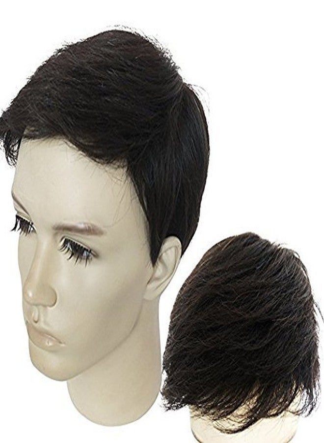 Majik Human Hair Wig Patch Toupee For Men that Can Be Used With Hair Patch Clips, Glue Or Tape (Brown, 9x7) - Image 1