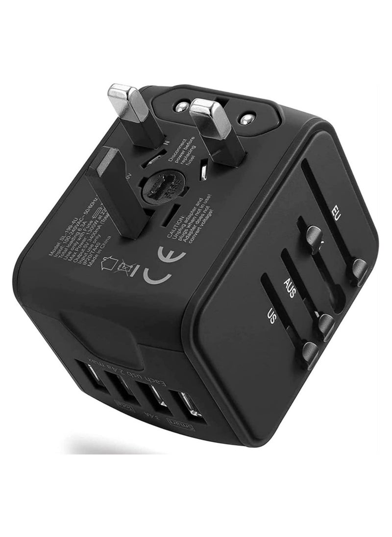 BGM International Travel Adapter Universal Power Adapter Worldwide All in One 4 USB with Electrical Plug Perfect for European US, EU, UK, AU 160 Countries  - Image 1