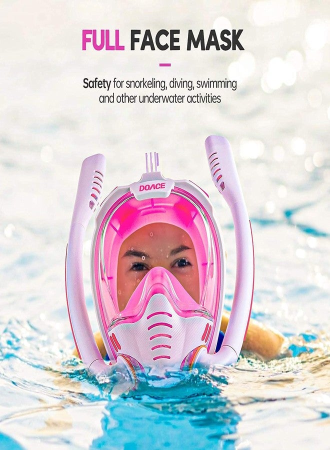 Olpad Mask Double Respirator Diving Mask Scuba Mask Underwater Full Face Snorkeling Mask Swimming Snorkel Diving Equipment for Adults and Kids (Pink [S/M]) - Image 4