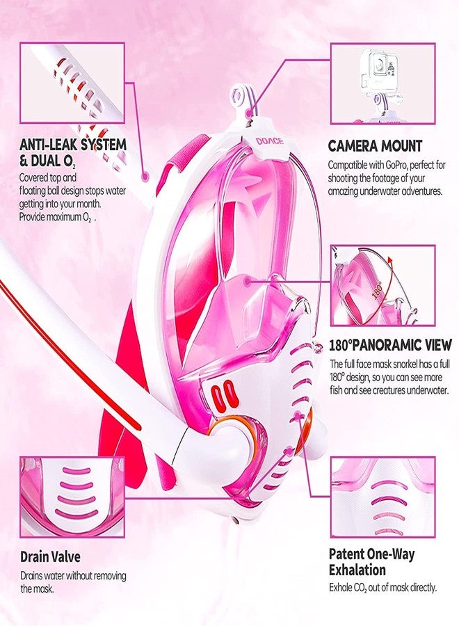 Olpad Mask Double Respirator Diving Mask Scuba Mask Underwater Full Face Snorkeling Mask Swimming Snorkel Diving Equipment for Adults and Kids (Pink [S/M]) - Image 3