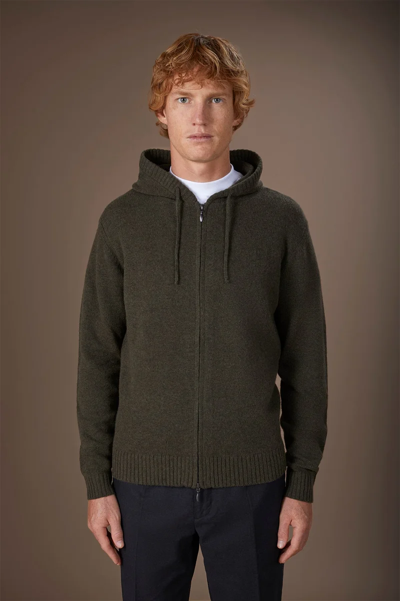 دوبل غانغر Men's regular fit lambswool blend knitted sweatshirt - Military