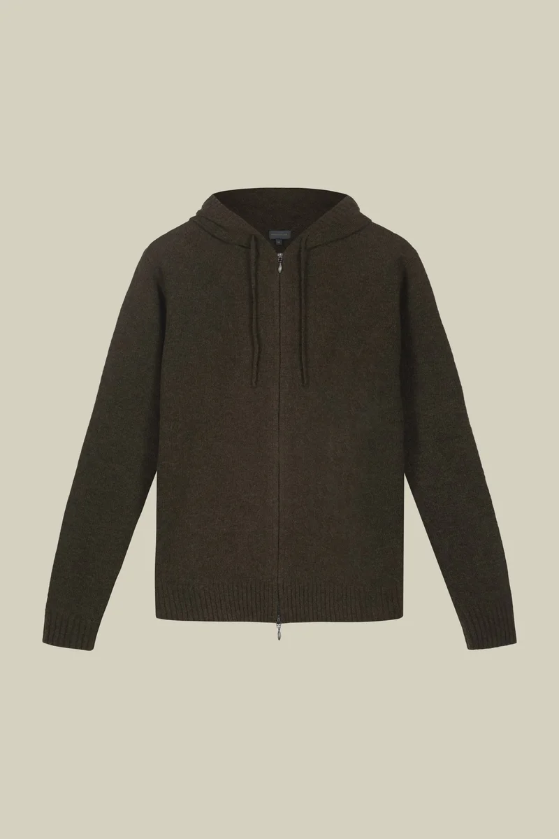 دوبل غانغر Men's regular fit lambswool blend knitted sweatshirt - Military