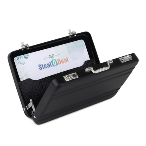 Stealodeal Black Portable Briefcase-Style Card Holder – Perfect for Business Cards - Image 1