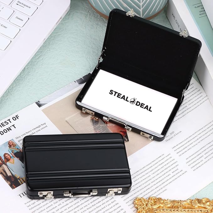 Stealodeal Black Portable Briefcase-Style Card Holder – Perfect for Business Cards - Image 5