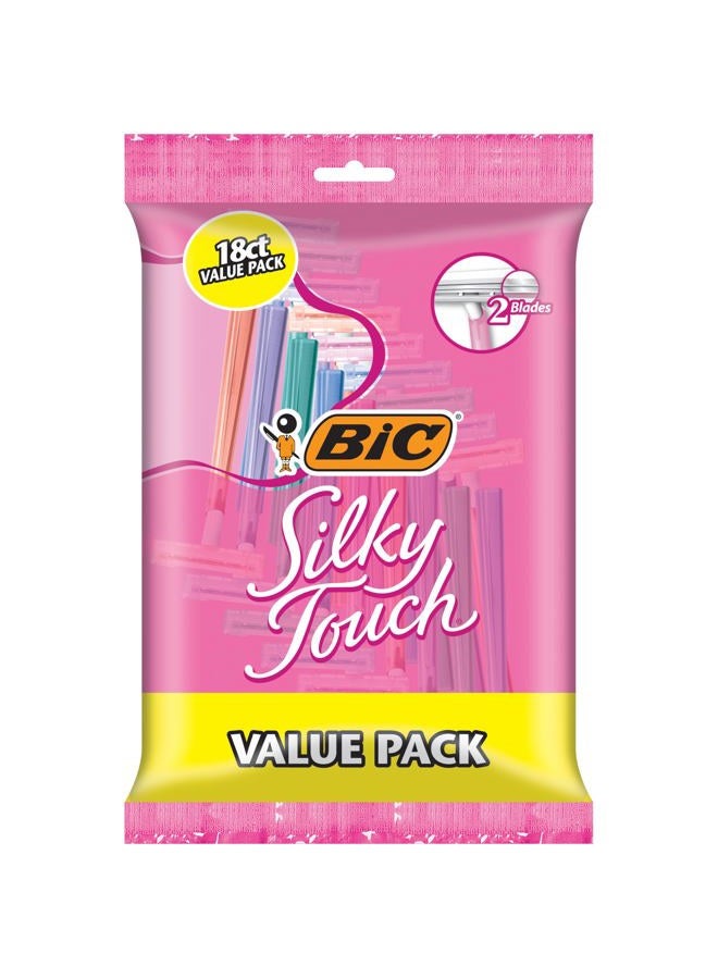 Bic Silky Touch Women's Disposable Razors, 2 Blades For a Sensitive, Soothing and Comfortable Shave, 18-Count - Image 1