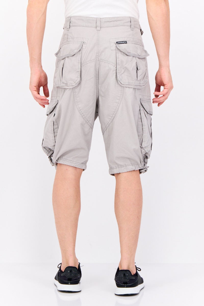 CROSSHATCH Men Solid Cargo Shorts, Grey - Image 3