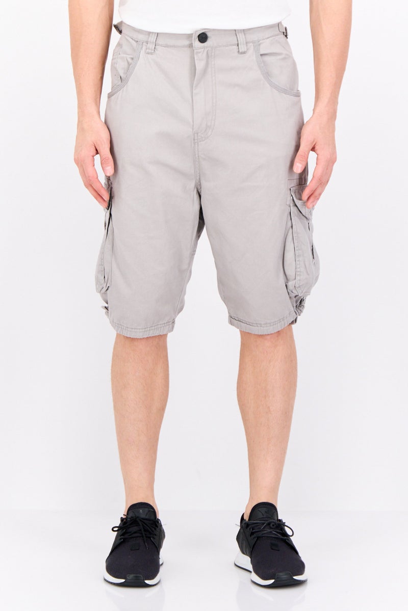 CROSSHATCH Men Solid Cargo Shorts, Grey - Image 1