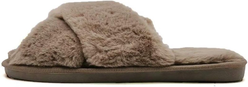 BLEQYS® Women Home Slippers Indoor Bedroom Room Carpet Comfortable Aesthetic Anti Skid Slip Soft Warm Cloth Woolen Winter House Slippers for Women Girls (CROSS-BROWN, 6.5) - Image 5