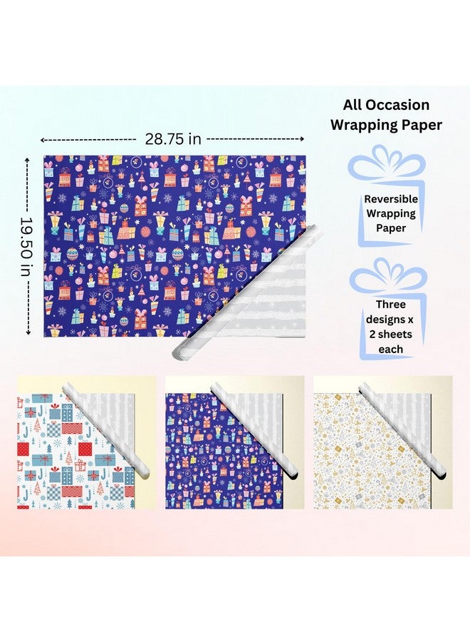 DOODLE Premium Design Colorful Wrapping Paper Sheet For Gift Packing For All Occasions | 19.50 X 28.75" | 90 Gsm | Gloss Art Paper | Set Of 6 - Celebratewrap 2,Multicolor - Image 2